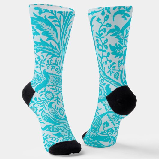 Aqua Turquoise Blau Vintage Blumensocken Socken (Gewinkelt)