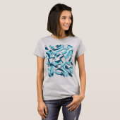 Aqua Turquoise Blue Diagonal Stückchen T-Shirt (Vorne ganz)