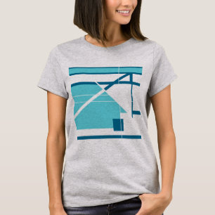 Aqua Turquoise Blue Geometric Abstrakt MCM Look T-Shirt