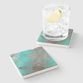 Aqua Turquoise Blue Gray Steinuntersetzer (Seitenansicht)