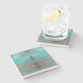 Aqua Turquoise Blue Gray Steinuntersetzer (Seitenansicht)