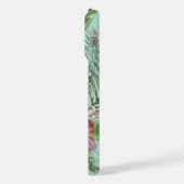 Aqua Turquoise Blue Green Pink Floral Art Muster iPhone Hülle (Linke Seite)