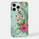 Aqua Turquoise Blue Green Pink Floral Art Muster iPhone Hülle (Rückseite)