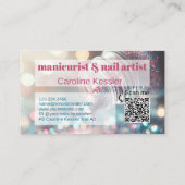 Aqua Turquoise Blue Hot Pink Glitzer Nail Polnisch Visitenkarte (Rückseite)