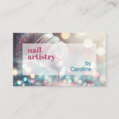 Aqua Turquoise Blue Hot Pink Glitzer Nail Polnisch Visitenkarte (Vorderseite)