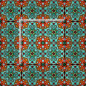 Aqua Turquoise Blue Orange Red Brown Orientale Stoff (Kachel)