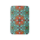 Aqua Turquoise Blue Orange Red Brown Stamm Art Badematte (Vorderseite Vertikal)