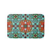 Aqua Turquoise Blue Orange Red Brown Stamm Art Badematte (Vorderseite)