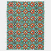 Aqua Turquoise Blue Orange Red Brown Stamm Art Fleecedecke (Vorderseite)