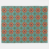 Aqua Turquoise Blue Orange Red Brown Stamm Art Fleecedecke (Vorderseite (Horizontal))
