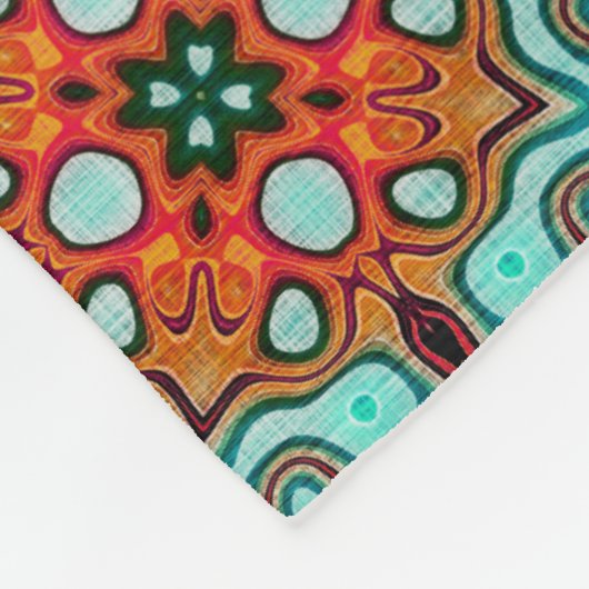 Aqua Turquoise Blue Orange Red Brown Stamm Art Fleecedecke (Ecke)