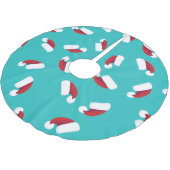 Aqua Turquoise Bright Blue & Red Weihnachtsmannmüt Polyester Weihnachtsbaumdecke (Schrägansicht)