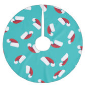 Aqua Turquoise Bright Blue & Red Weihnachtsmannmüt Polyester Weihnachtsbaumdecke (Vorderseite)