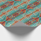 Aqua Turquoise Burnt Orange Taupe Brown Mosaik Kun Geschenkpapier (Ecke)