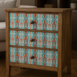 Aqua Turquoise Burnt Orange Taupe Brown Mosaik Kun Seidenpapier