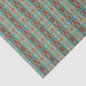 Aqua Turquoise Burnt Orange Taupe Brown Mosaik Kun Seidenpapier (Ausschnitt)
