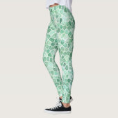 Aqua Turquoise Cobbled Patchwork Terrazo Muster Leggings (Links)