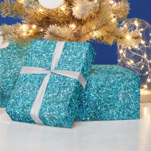 Aqua Turquoise Glitz Glitzer Unicorle Sparkle Geschenkpapier