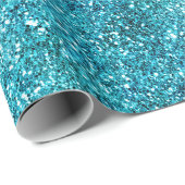 Aqua Turquoise Glitz Glitzer Unicorle Sparkle Geschenkpapier (Rolleneckpunkt)