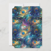 Aqua Turquoise Gold Peacock Feathers Einladung (Rückseite)