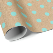 Aqua Turquoise Green Dots Imitate Rustic Brown Kra Geschenkpapier (Rolleneckpunkt)