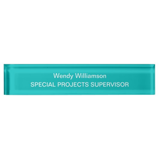 Aqua Turquoise Office Desk Namplate Namensplakette (Vorderseite)