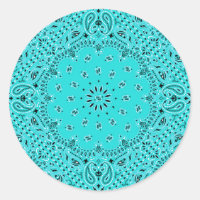 Aqua Turquoise Paisley Western Bandana Scarf