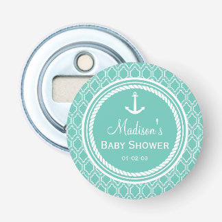 Aqua Turquoise Retro Nautical Anchor Kinderdusche Flaschenöffner