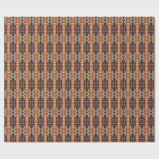 Aqua Turquoise Rust Orange Dark Brown Mosaik Kunst Geschenkpapier (Flach)