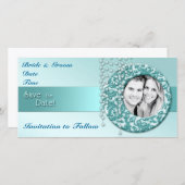 Aqua Turquoise Save the Date (Vorne/Hinten)