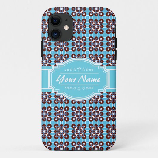Aqua Turquoise Squares Muster Personalisiert Case-Mate iPhone Hülle (Rückseite)