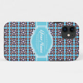 Aqua Turquoise Squares Muster Personalisiert Case-Mate iPhone Hülle (Rückseite (Horizontal))