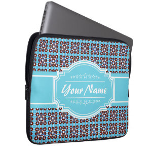 Aqua Turquoise Squares Muster Personalisiert Laptopschutzhülle