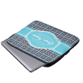 Aqua Turquoise Squares Muster Personalisiert Laptopschutzhülle (Vorne Knopf)