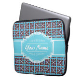 Aqua Turquoise Squares Muster Personalisiert Laptopschutzhülle (Vorderseite Links)