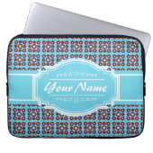 Aqua Turquoise Squares Muster Personalisiert Laptopschutzhülle (Vorderseite)