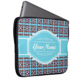 Aqua Turquoise Squares Muster Personalisiert Laptopschutzhülle (Vorne Rechts)