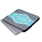 Aqua Turquoise Squares Muster Personalisiert Laptopschutzhülle (Vorne Knopf)