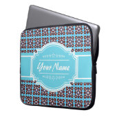 Aqua Turquoise Squares Muster Personalisiert Laptopschutzhülle (Vorderseite Links)
