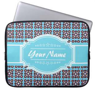 Aqua Turquoise Squares Muster Personalisiert Laptopschutzhülle