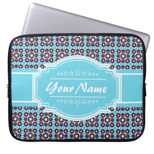 Aqua Turquoise Squares Muster Personalisiert Laptopschutzhülle (Vorderseite)