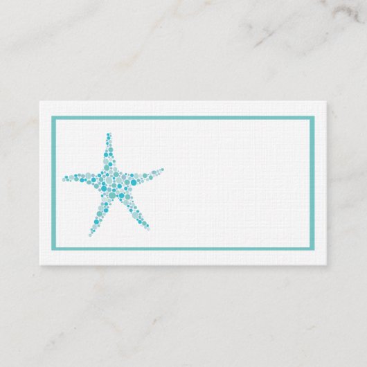 Aqua Turquoise Starfish Hochzeitstische Platzkarte (Vorderseite)
