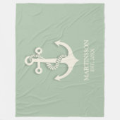 Aqua Turquoise White Anchor Name Datum Nautic Fleecedecke (Vorderseite)