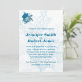 Aqua Turtle Liebe Hochzeit Einladung (Stehend Vorderseite)