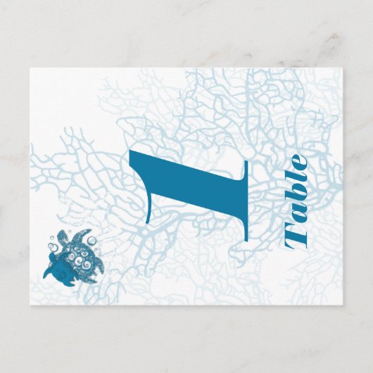 Aqua Turtle Liebe Hochzeit Tischnummer (Vorderseite)