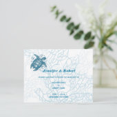 Aqua Turtle Liebe Wedding Save the Date Card (Stehend Vorderseite)