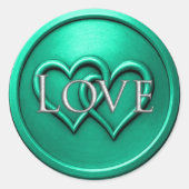 Aqua Two Hearts Verschlungene Hochzeit Runder Aufkleber (Vorderseite)