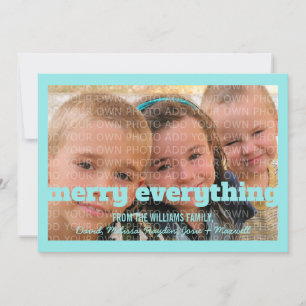 Aqua Typografie Merry alles Foto-Karte Feiertagskarte