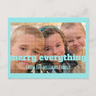 Aqua Typografie Merry Everything Foto Postcard Feiertagspostkarte