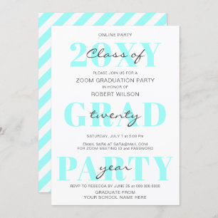 Aqua Typografy Modern Online Graduation Party Einladung